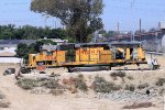 Union Pacific SD40N #1554 awaits disposition after wreck